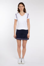 Load image into Gallery viewer, Super Smart Stripes on Navy Skort