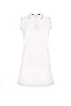 Load image into Gallery viewer, Sleeveless Tennis Polo with Pale Blue Ric Rac Trim