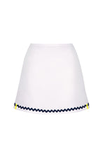 Load image into Gallery viewer, White Tennis Skort in Navy Ric Rac Trim