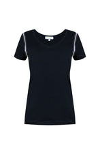 Load image into Gallery viewer, Super Smart Stripes on Navy Organic Cotton Tennis T-Shirt