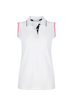 Load image into Gallery viewer, Sleeveless Tennis Polo with Pink Ric Rac Trim