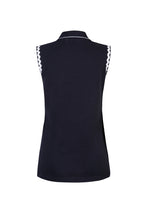 Load image into Gallery viewer, Sleeveless Polo Shirt in Navy with Ric Rac Detail