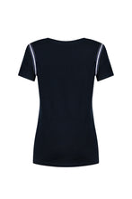 Load image into Gallery viewer, Super Smart Stripes on Navy Organic Cotton Tennis T-Shirt