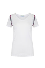 Load image into Gallery viewer, Super Smart Stripes on White Organic Cotton Tennis T-Shirt