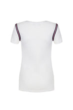 Load image into Gallery viewer, Super Smart Stripes on White Organic Cotton Tennis T-Shirt
