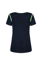 Load image into Gallery viewer, Navy Organic Cotton V Neck Tennis T-Shirt with Ric Rac Detail
