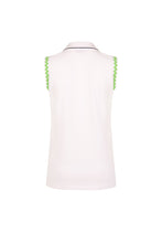 Load image into Gallery viewer, Sleeveless Polo With Apple Green Ric Rac Trim