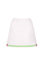 Load image into Gallery viewer, White Tennis Skort with Apple Green Ric Rac Trim